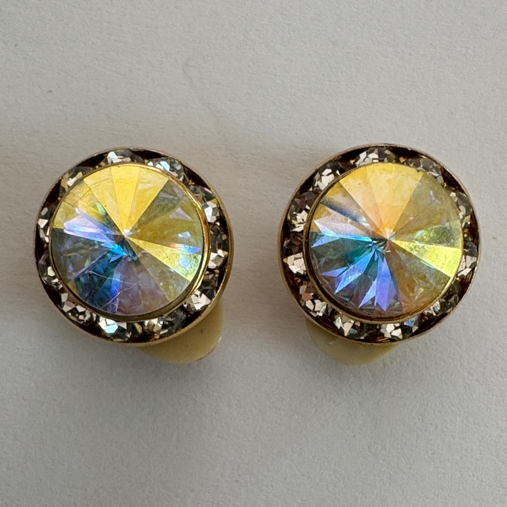 Swarovski Gold and Crystal Clip-On Earrings